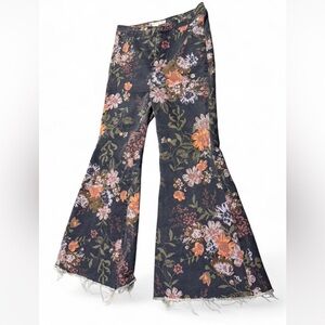 Free People We The Free Youthquake Floral Flare Jeans 27 Boho 70s Bell Bottom